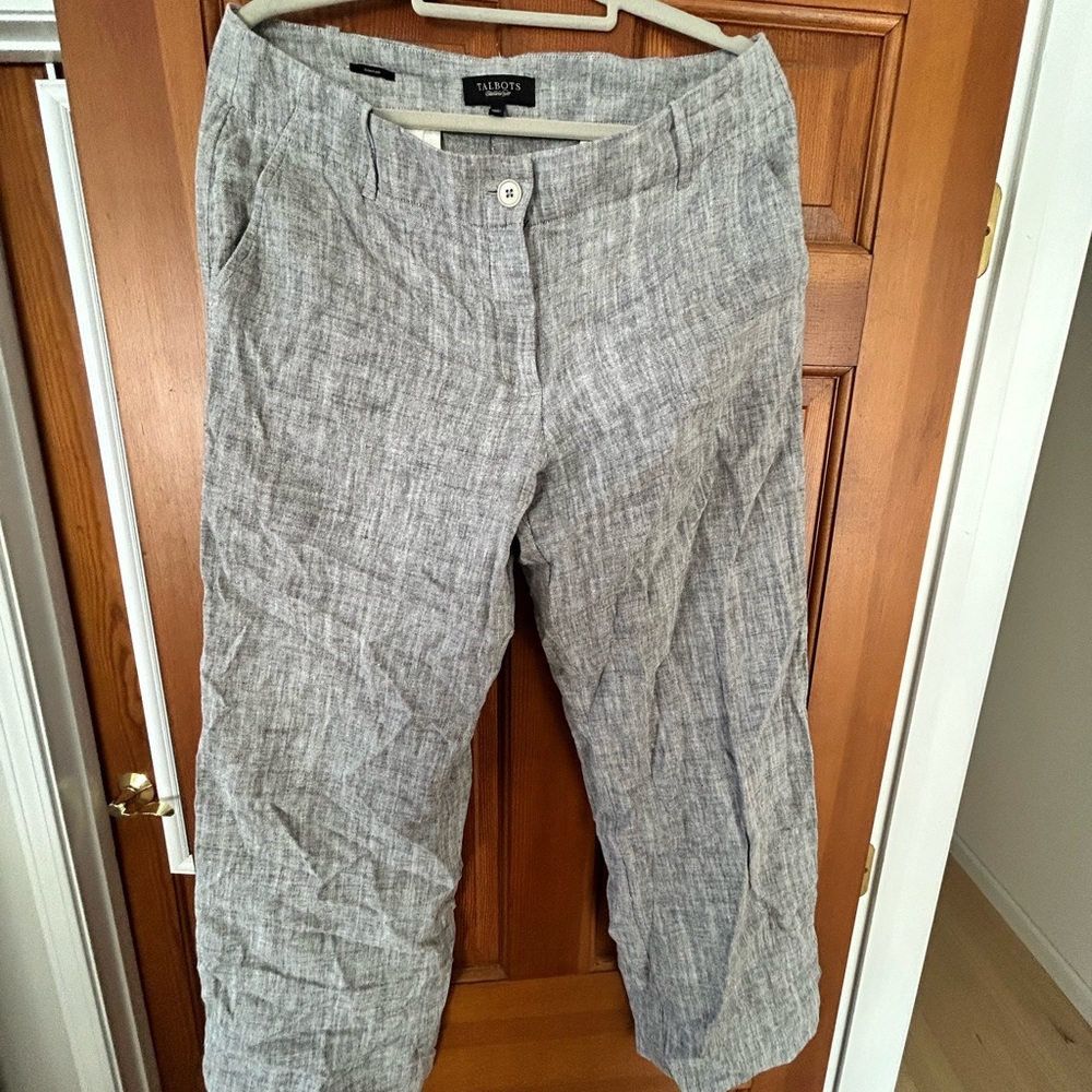 Talbots gray linen summer pants